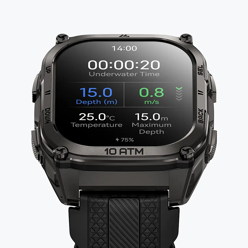 KOSPET tank m4 smartwatch black with silicone straps#color_black