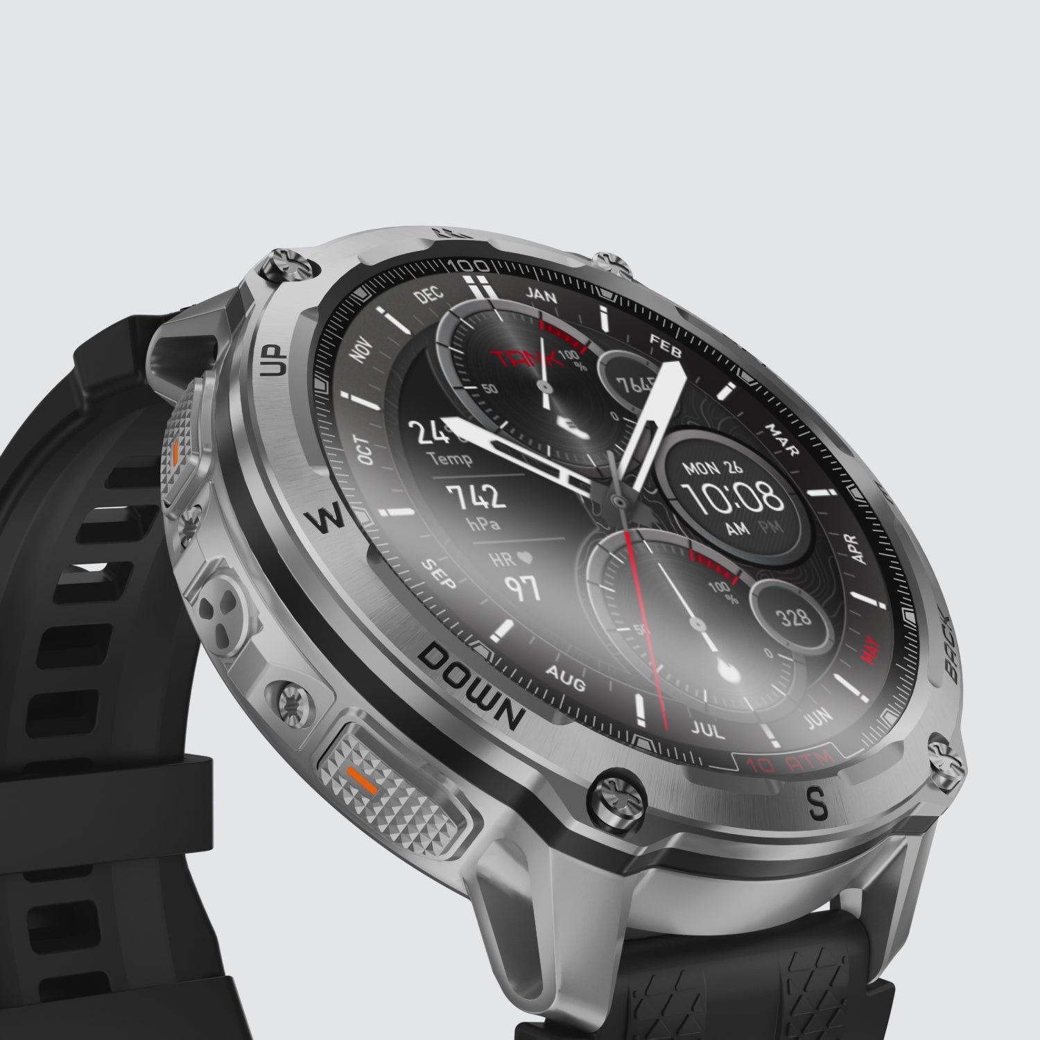 KOSPET tank t4 smartwatch silver with silicone straps#color_silver