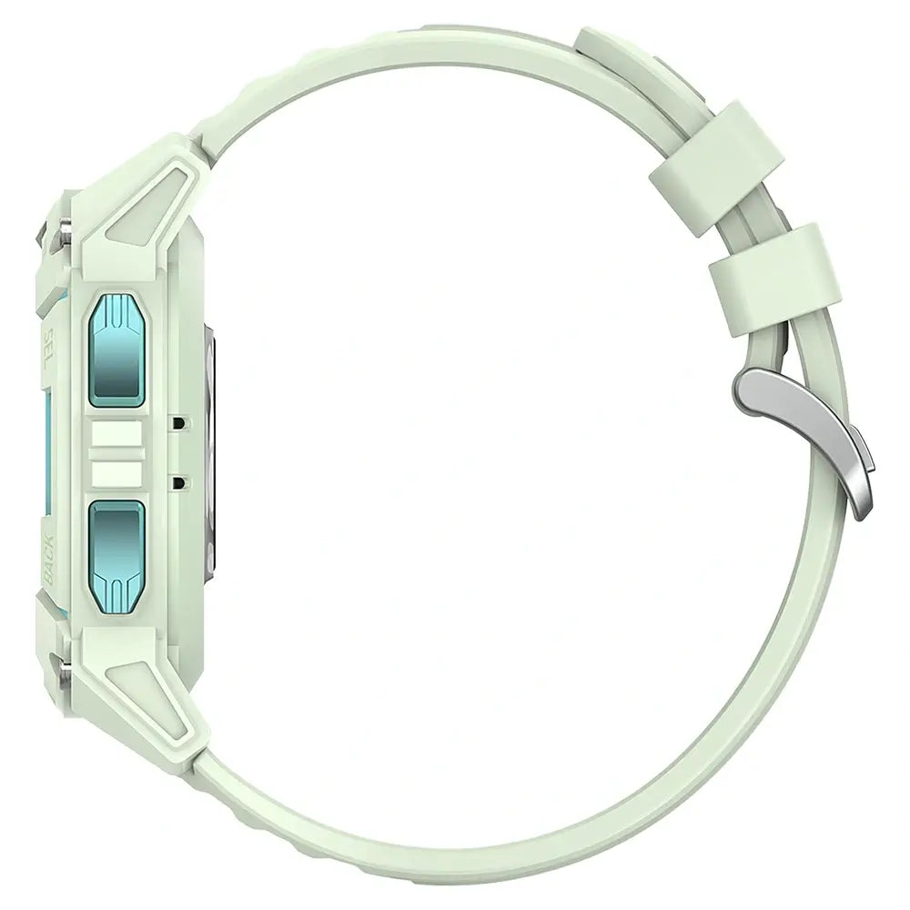 Side view of KOSPET TANK S2 Smartwatch with rugged design on white background-Green