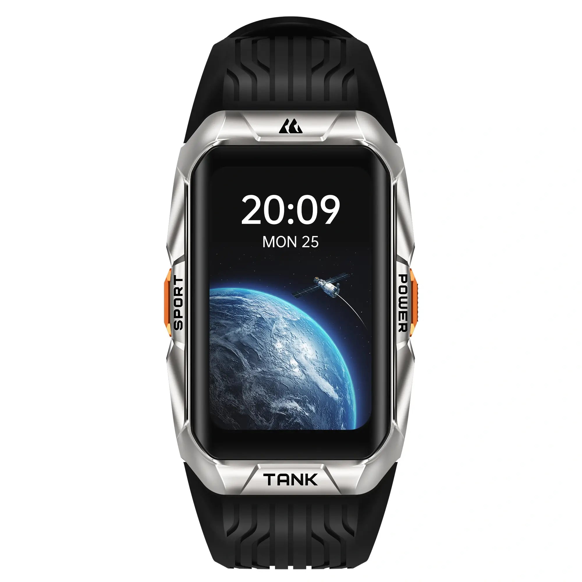 Front view of KOSPET TANK X2 Smartwatch with rugged design on white background-Silver