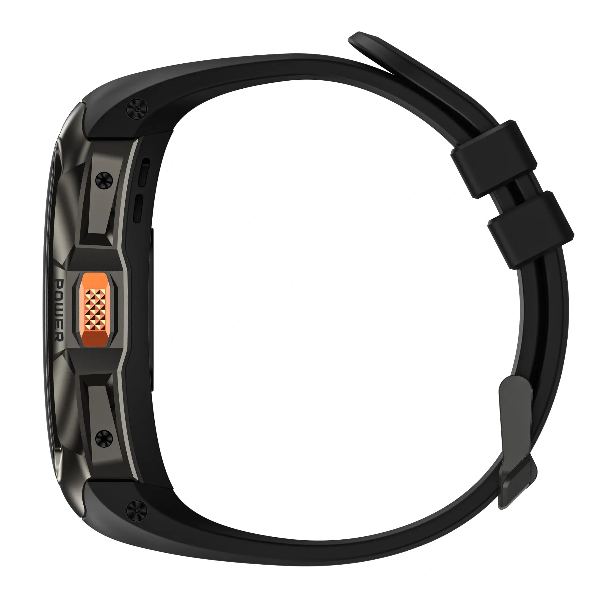 Side view of KOSPET TANK X2 Smartwatch with rugged design on white background-Black